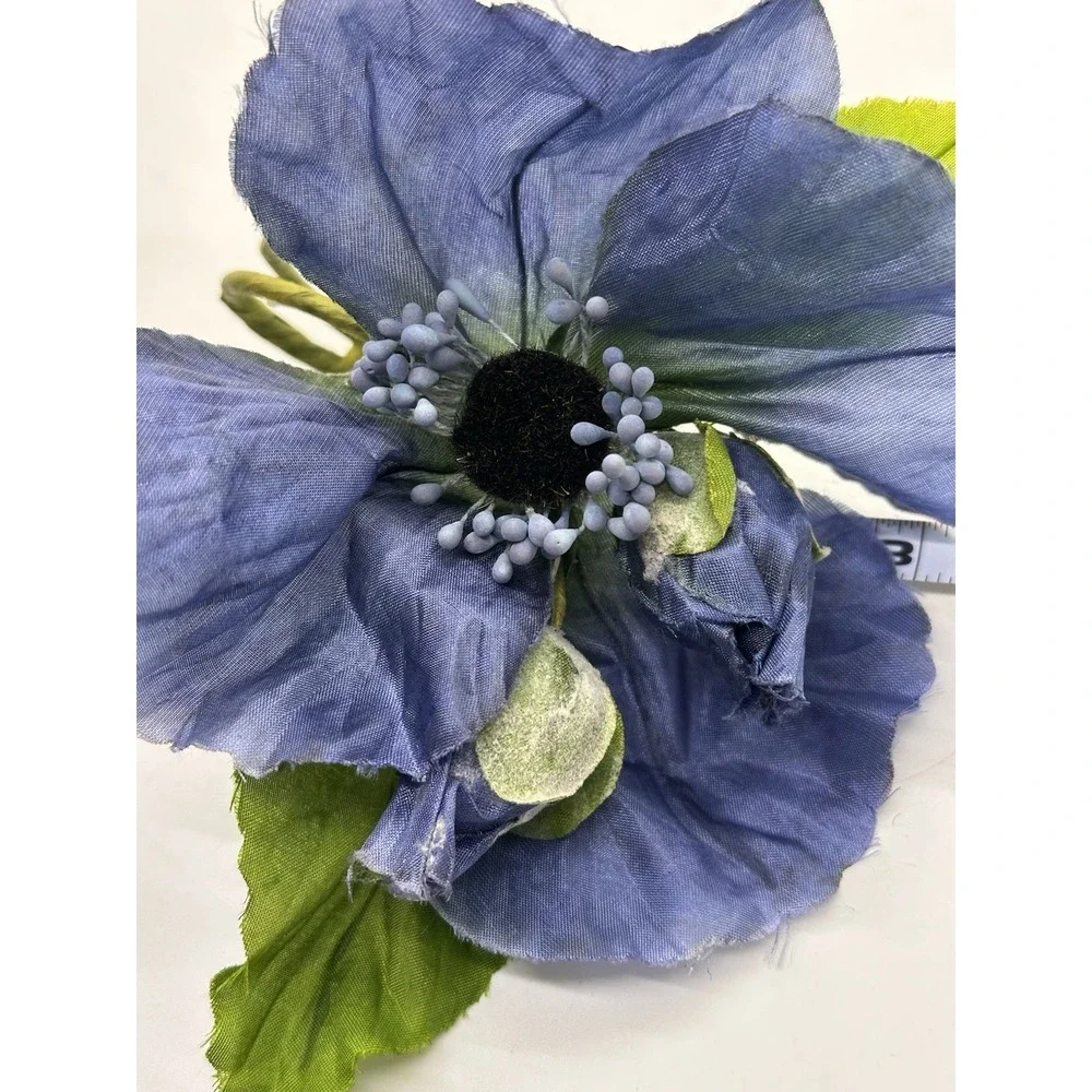 Pair Large Blue Floral Napkin Rings Spring Garden Wedding Table Decor